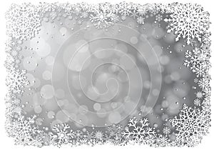 Silver Christmas background with snowflakes