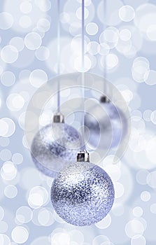 Silver Christmas Balls Ornament Over Elegant Grunge