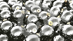 Silver christmas balls pile background