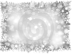 Silver Christmas lights Background