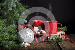 Silver Christmas Ornament with Hot Drinks