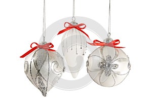 Silver Christmas Ornaments Isolated