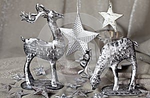 Silver Christmas reindeer decoration