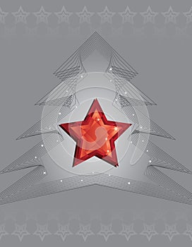 Silver Christmas tree and diamond star design