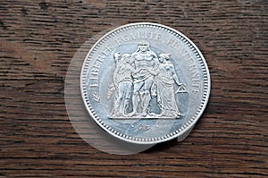 Silver coin of 50 francs