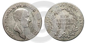 Silver coin germany prussia 1 taler Friedrich 1812 german empire