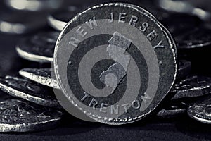Silver Coin with Map of New Jersey
