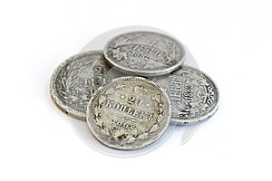 Silver coins. Old expired money