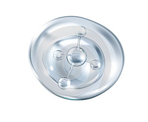 Silver collagen molecule inside silver bubble illustration