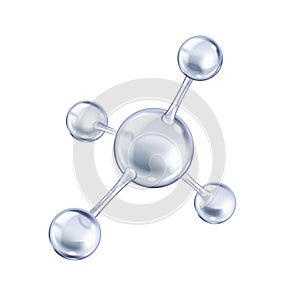 Silver collagen molecule model realistic vector illustration