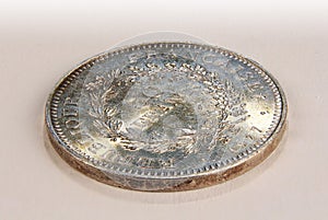 Silver collectible coin of 50 francs, France 1977