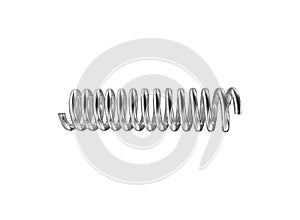 Silver color coil spring isolated over white background. 3D render