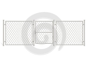 Silver colored grid fencing with gate metal rabitz