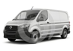 Silver commercial cargo van isolated on white background