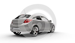Silver Compact Car Back - Side View