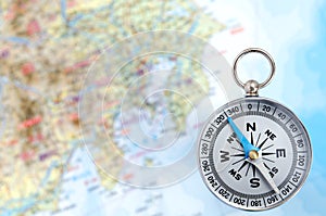 Silver Compass and Map