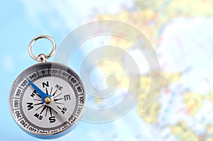 Silver Compass and Map