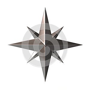 Silver compass rose 3d illustration