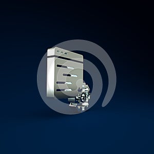 Silver Computer api interface icon isolated on blue background. Application programming interface API technology. Software