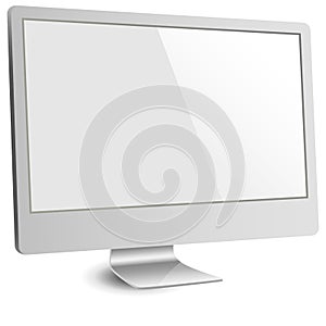 Silver Computer Monitor with Blank Screen