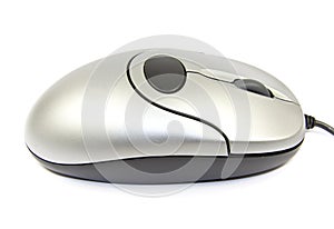 Silver computer mouse isolated