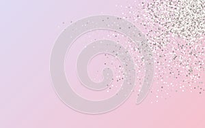 Silver Confetti Bridal Pink Background. Vector