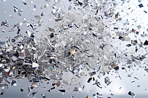 Silver confetti foil explosion