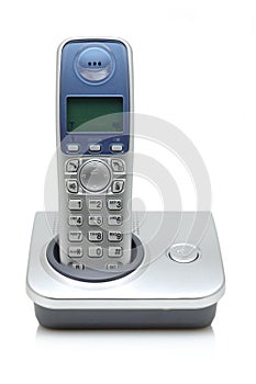 Silver cordless phone