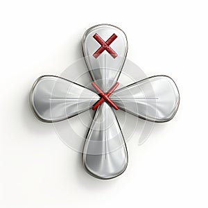 a silver cross with a red cross on it