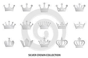 Silver crown icon illustration set