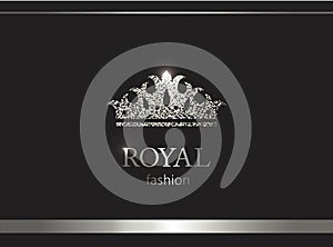 Silver crown. Luxury label, emblem or packing. Logo design.