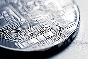 Cryptocurrency coin close-up photo
