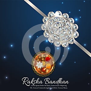 Silver crystal rakhi with gifts of happy raksha bandhan celebration greeting card