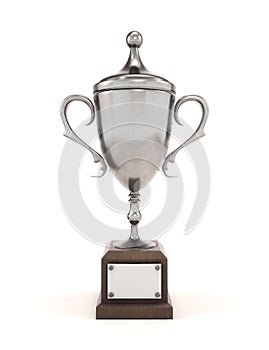 Silver Cup champion on a white background. Front view. 3D illustration