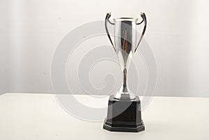 Silver cup trophy isolated on white background