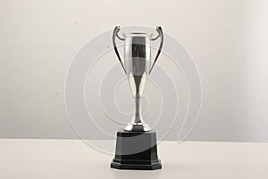 Silver cup trophy isolated on white background