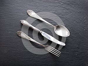 Silver cutlery.