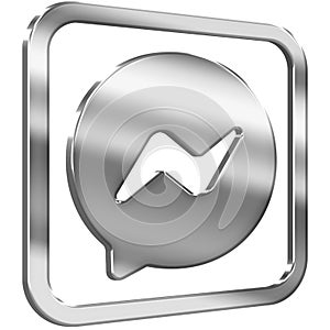 Messenger 3D icon with silver metallic effect Social media logo