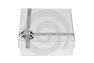 Silver decorative present box isolated on white background