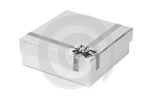 Silver decorative present box isolated on white background