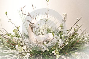 Silver Deer Christmas Mantel Decoration