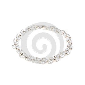 Silver diamond bracelet on white photo