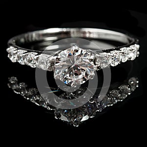 Silver diamond ring