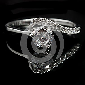 Silver diamond ring