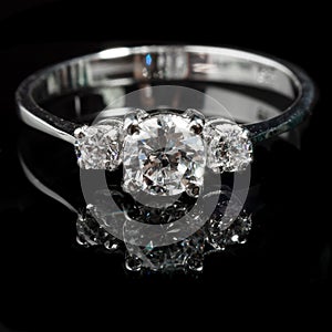 Silver diamond ring