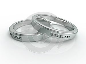 Silver with diamonds wedding rings