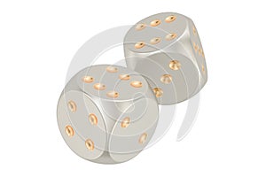 Silver dice, 3D rendering