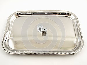 Silver Dice on a Silver Tray