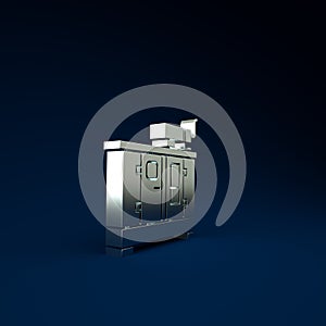 Silver Diesel power generator icon isolated on blue background. Industrial and home immovable power generator