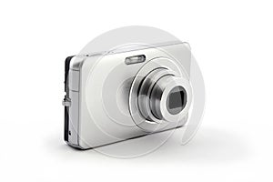 Silver digital compact photo camera